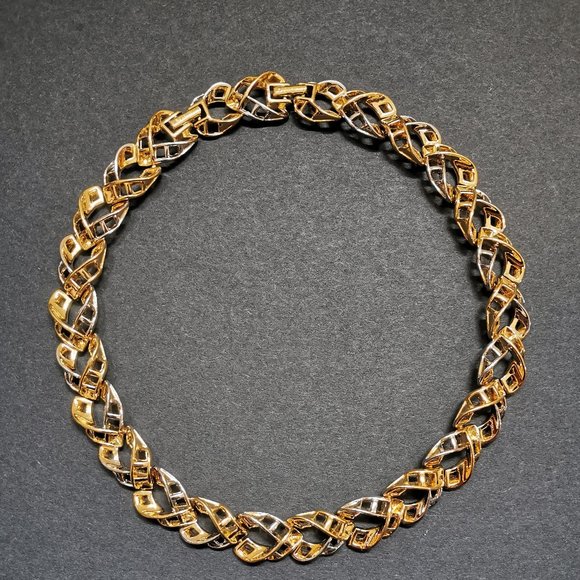 Vintage D'orlan Gold/Sliver Toned 22K Gold Plated Choker Necklace (NG-DOR01) - Picture 1 of 7